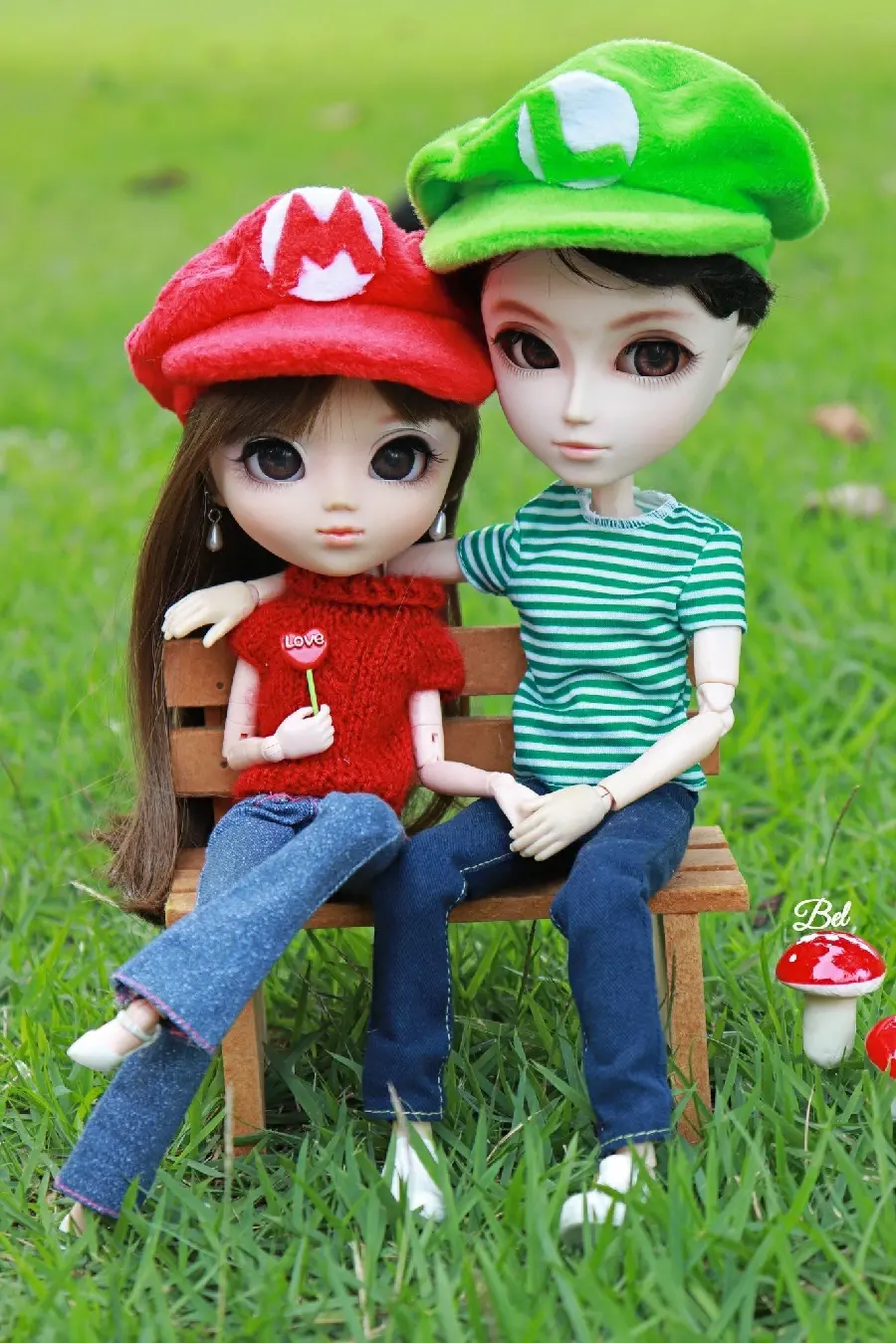 Lovely doll background in lush nature for computer 