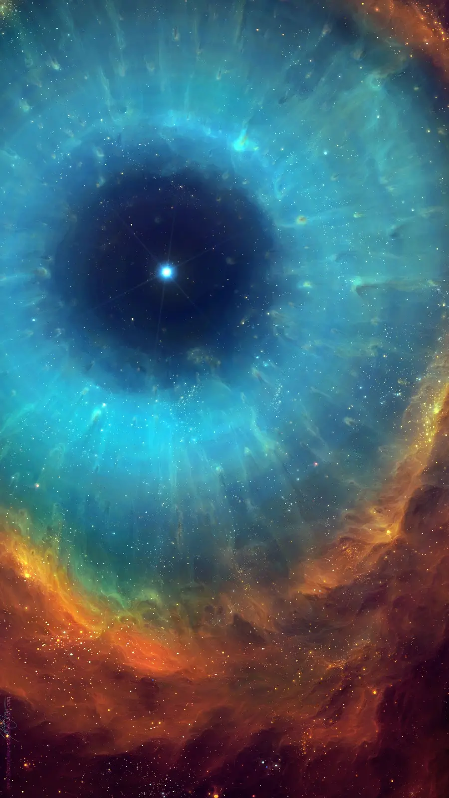 The most downloaded profile picture of the Eye of God Nebula in blue and yellow 