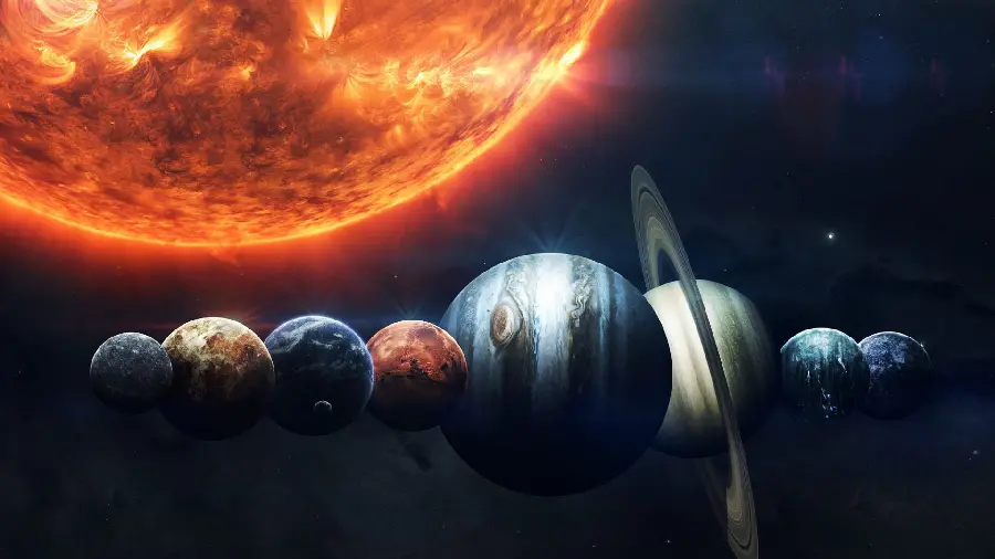 Download the image of the Sun and the planets of the solar system 2022