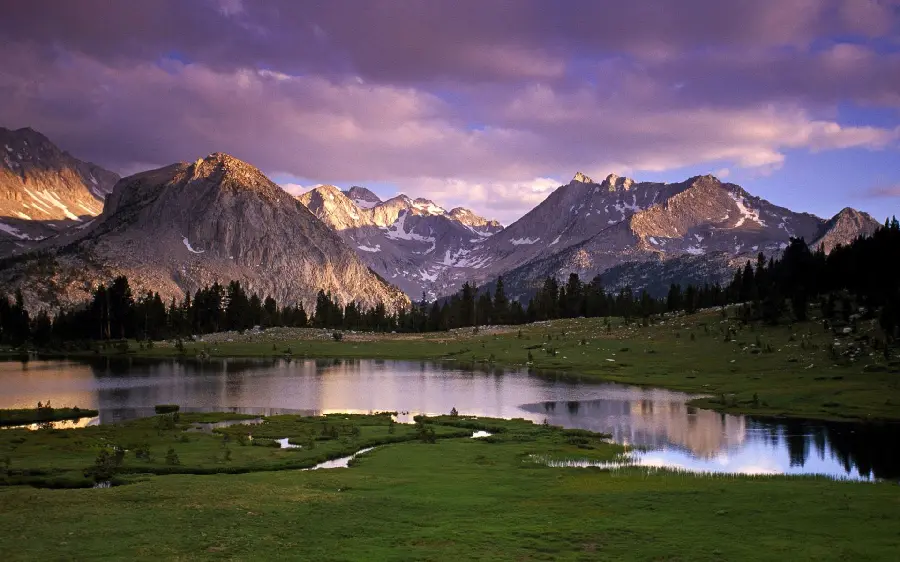 Attractive Nature Wallpaper with a Dreamy Mountain Design with a Purple Color Theme