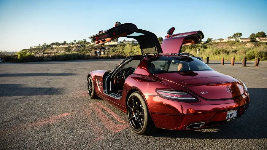 Download Digital Background of Cherry Red Mercedes Benz