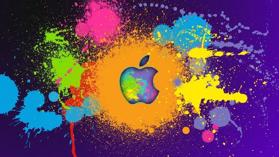 Download Colorful Splattered Apple Bitten Apple Wallpaper in HD Quality