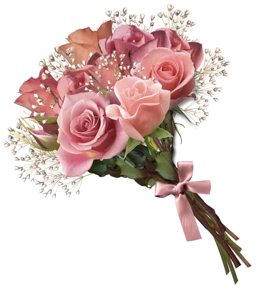 Dreamy bouquet of pink flowers in free PNG format