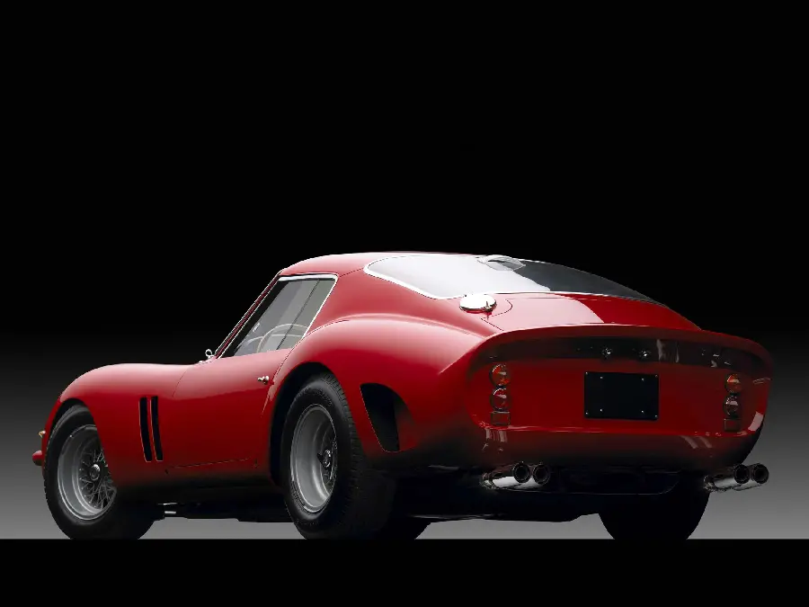 Download a simple black image of a classic old Ferrari hood in high quality