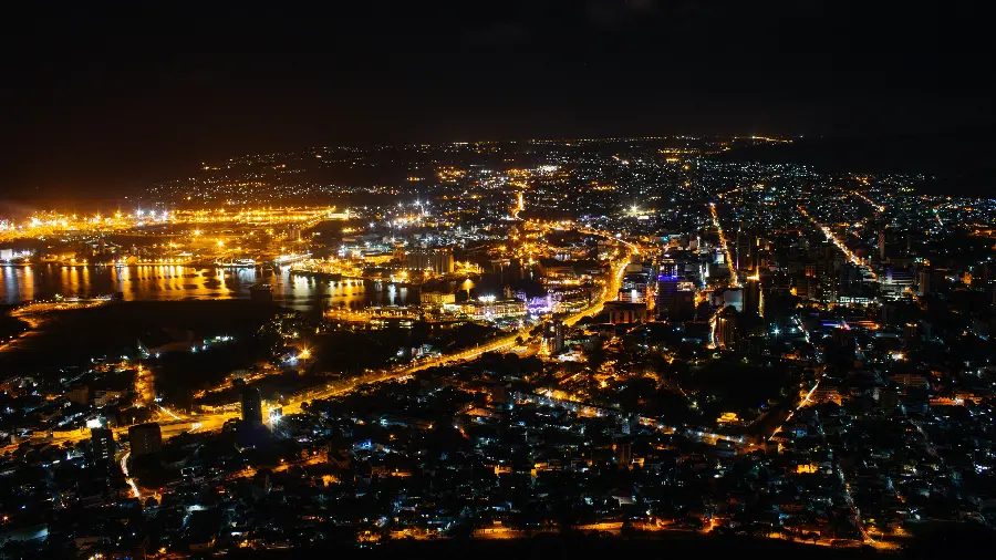 Download a stunning photo of a city with skylights in it at dark night