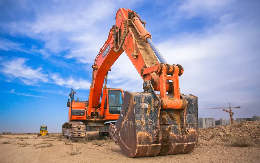 Beautiful orange excavator background for desktop