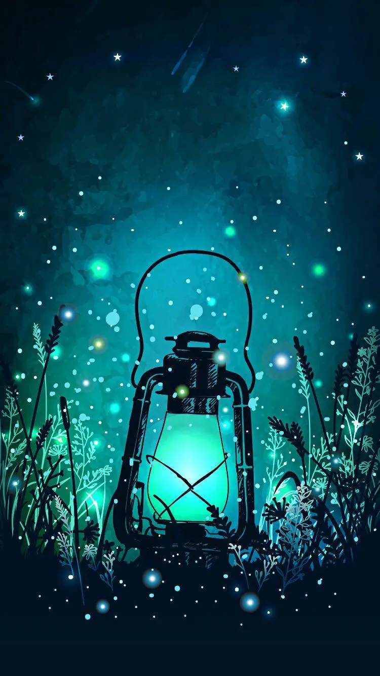 Sparkling blue background photo of a magic lantern for mobile