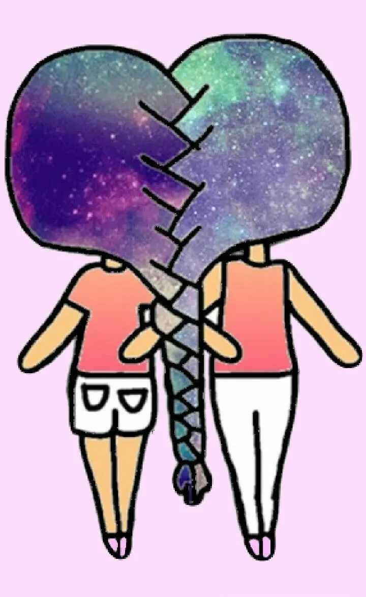 Funny drawing pattern of two friends braided hair 2022