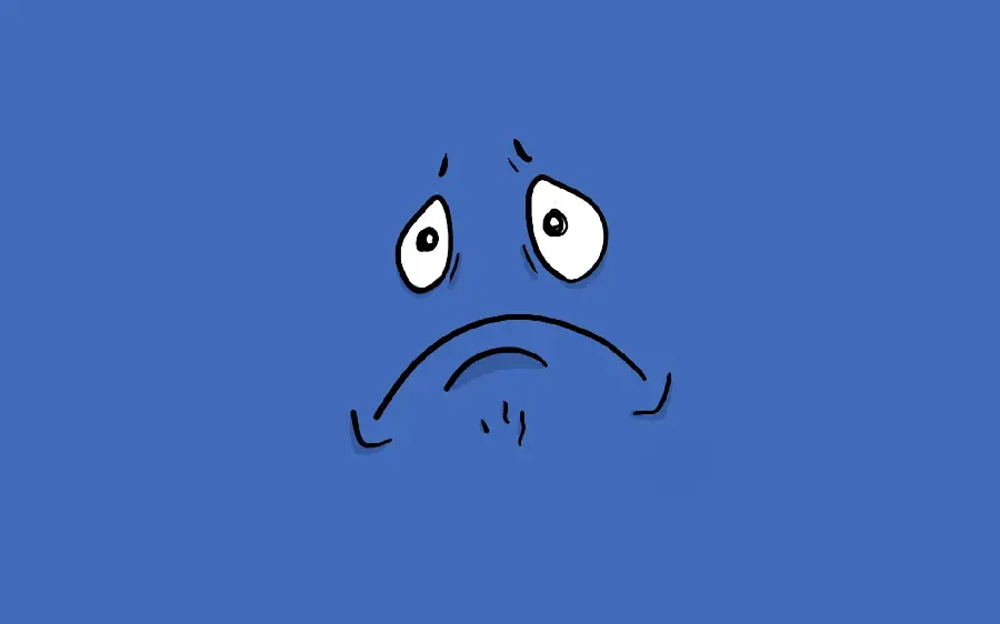 Simple background of sad emoji on a blue background
