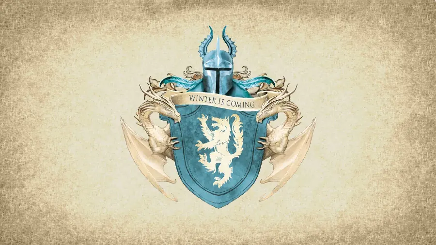 BeautifulHouse of Dragons' bright logo with the caption Winter Is Coming
