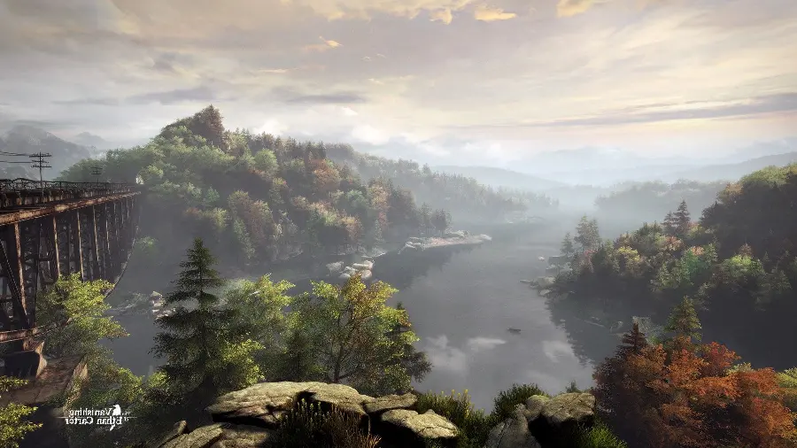 Beautiful and artistic fantasy nature photo of mountains and forests