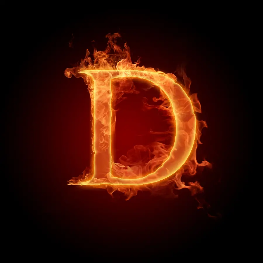 Download Profile Picture of the English Letter D with a Fiery and Attractive Theme