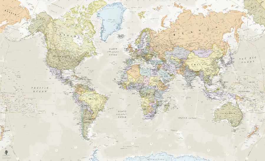 English Atlas of the World with an attractive color combination for Instagram