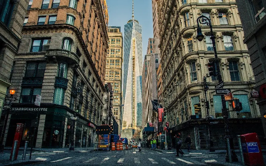 Special mobile background of a city road blocked for some reason and beautiful places on both sides and a magnificent monument in the center