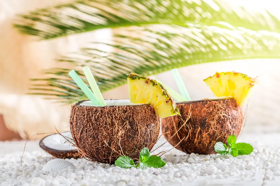 Beautiful stock image of two delicious coconuts together for your profile