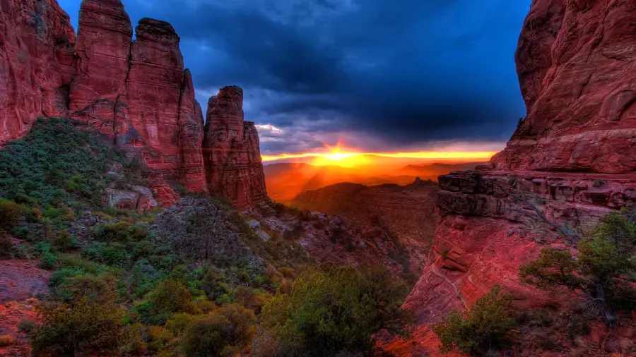 Stock photo at sunset among the rocks of the Arizona desert