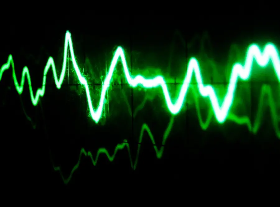 Interesting photo of a glowing green equalizer