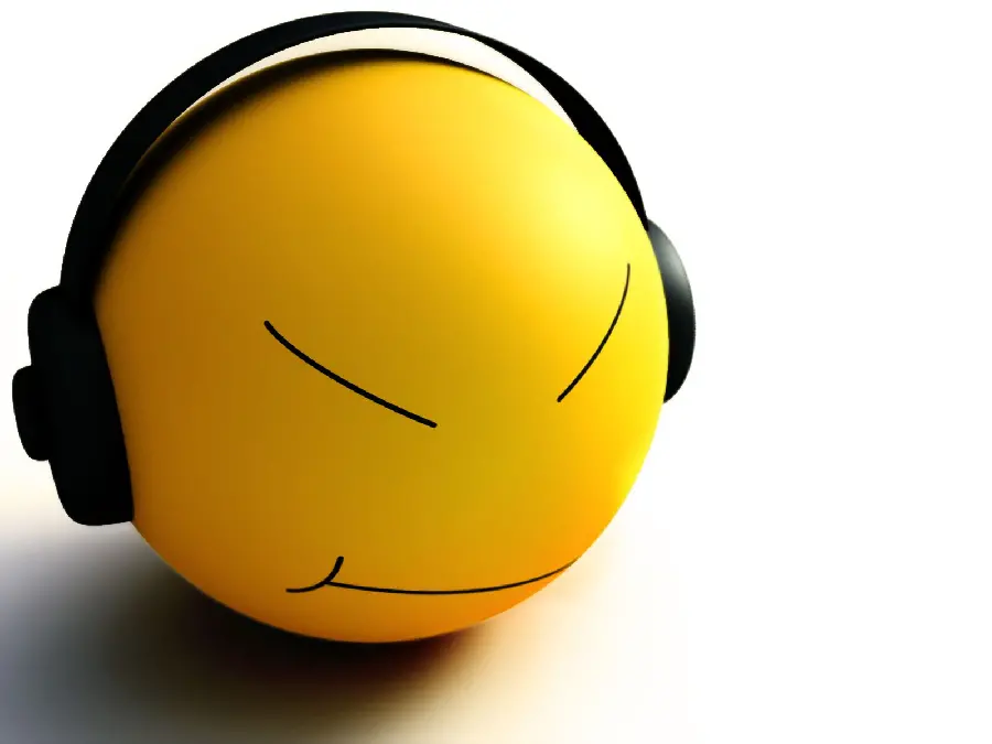 Download Stock Image of Carefree Emoji with Headphones in His Ear