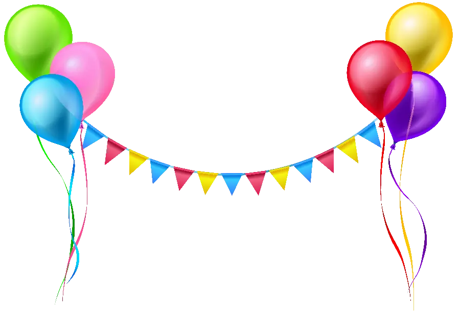 Beautiful PNG digital photo of birthday decoration with blank background for Create a clip 