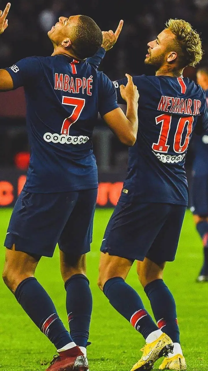 Charming vector of beautiful gestures by Neymar and Mbappe
