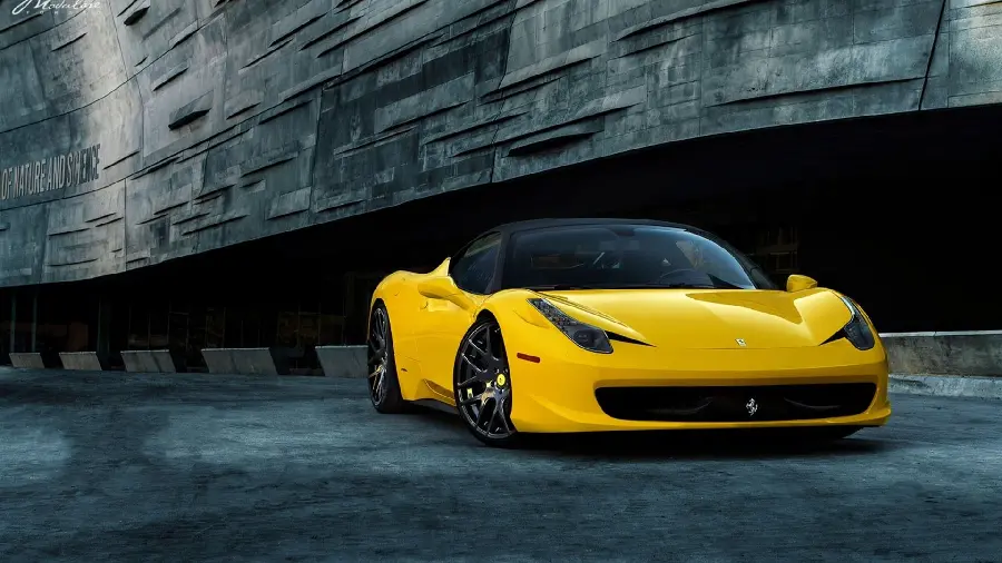 Download HD quality photo of Ferrari 458 car in yellow color
