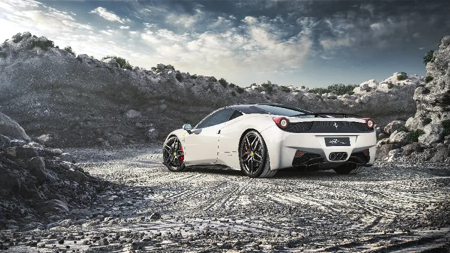 Attractive photo of Ferrari 458 supercar for white profile