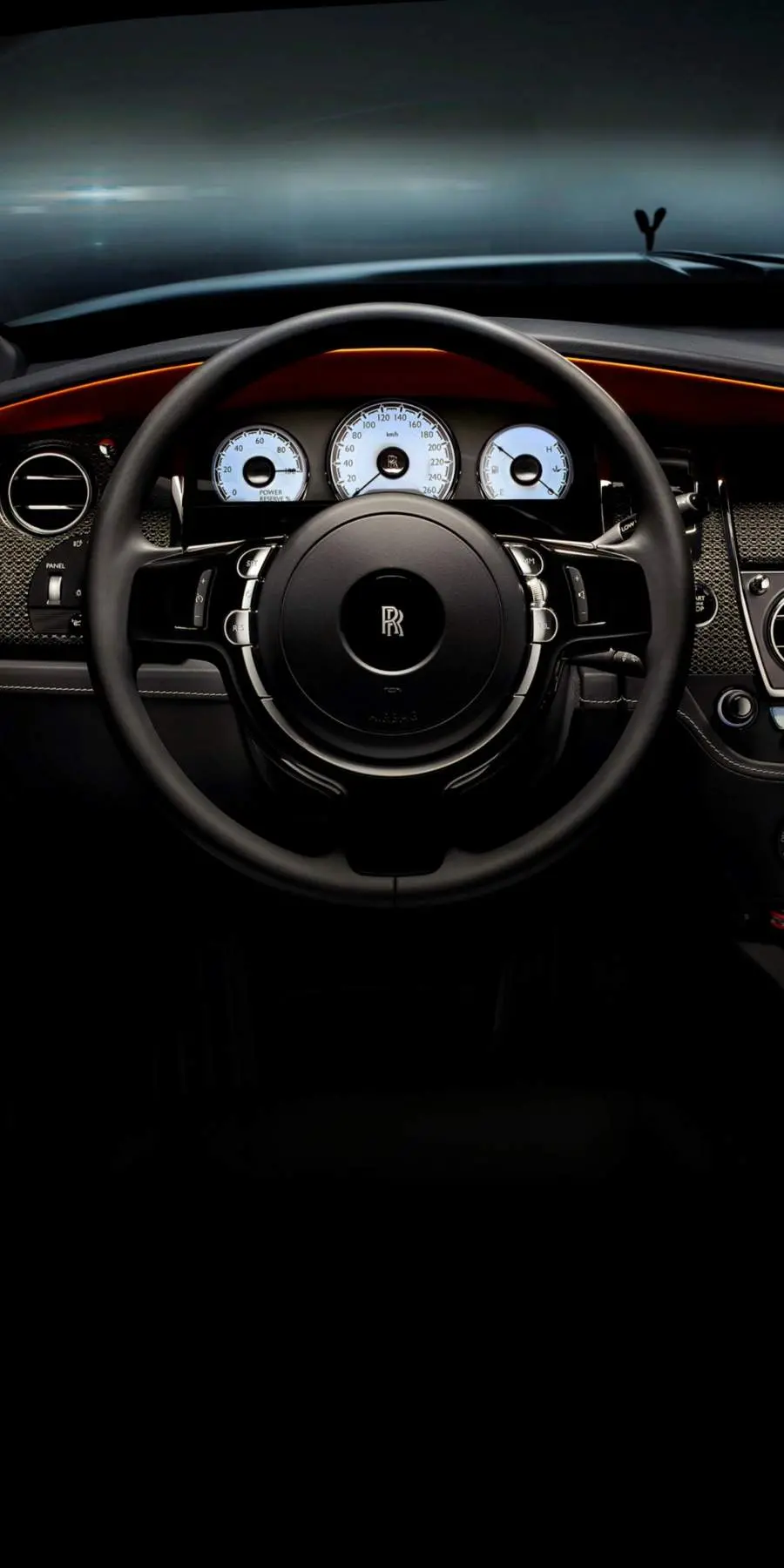 Download stock photo of Rolls Royce with black steering wheel and dials