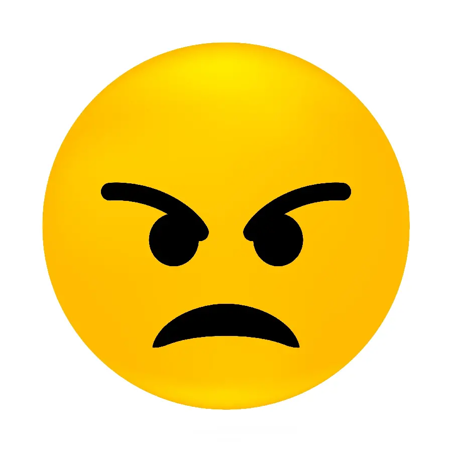 Famous digital photo of angry emoji with white background