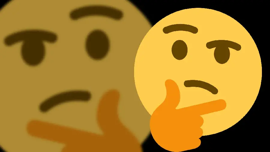 Yellow thoughtful emoji stock image