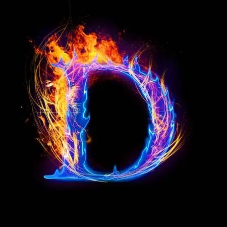 Digital profile photo of the letter D with a fantastic fiery theme 