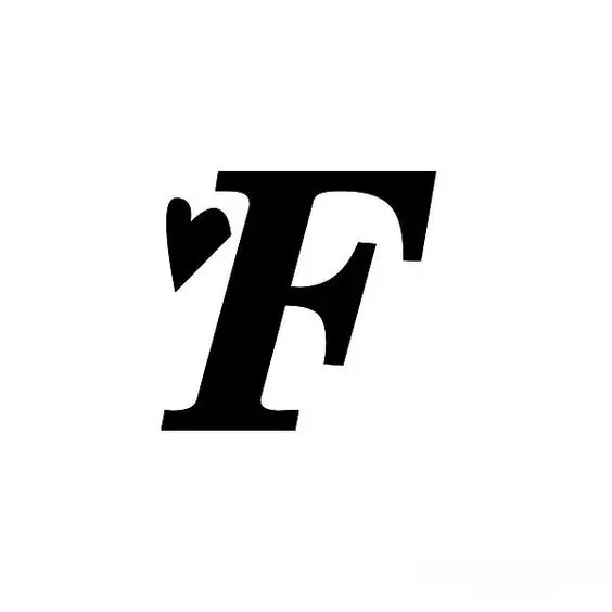 High-quality background of a black highlight of the letter F with a small heart