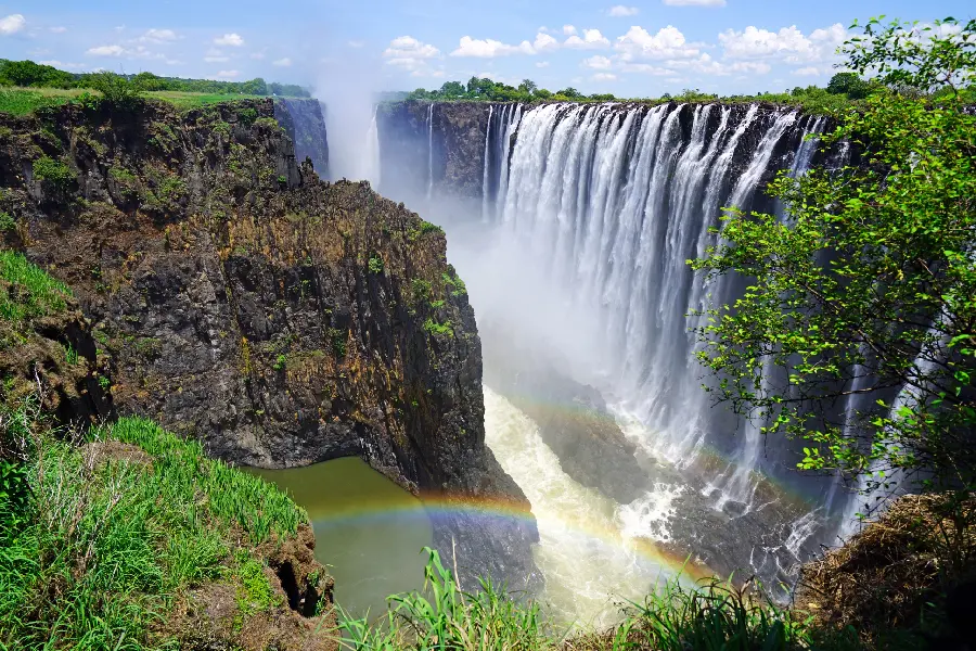 Lush nature wallpaper, waterfall and rainbow, special Windows, with extraordinary quality