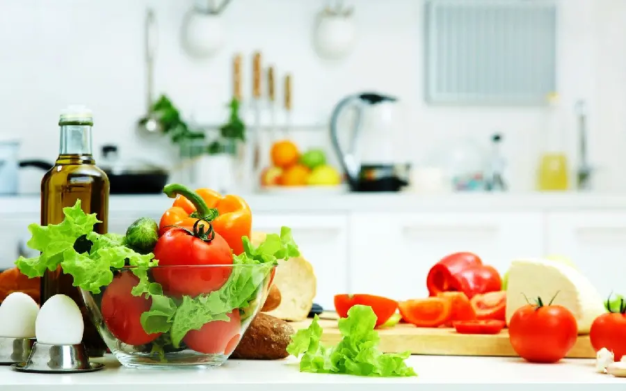 Download the pleasant background of fresh vegetables and fruits for health 