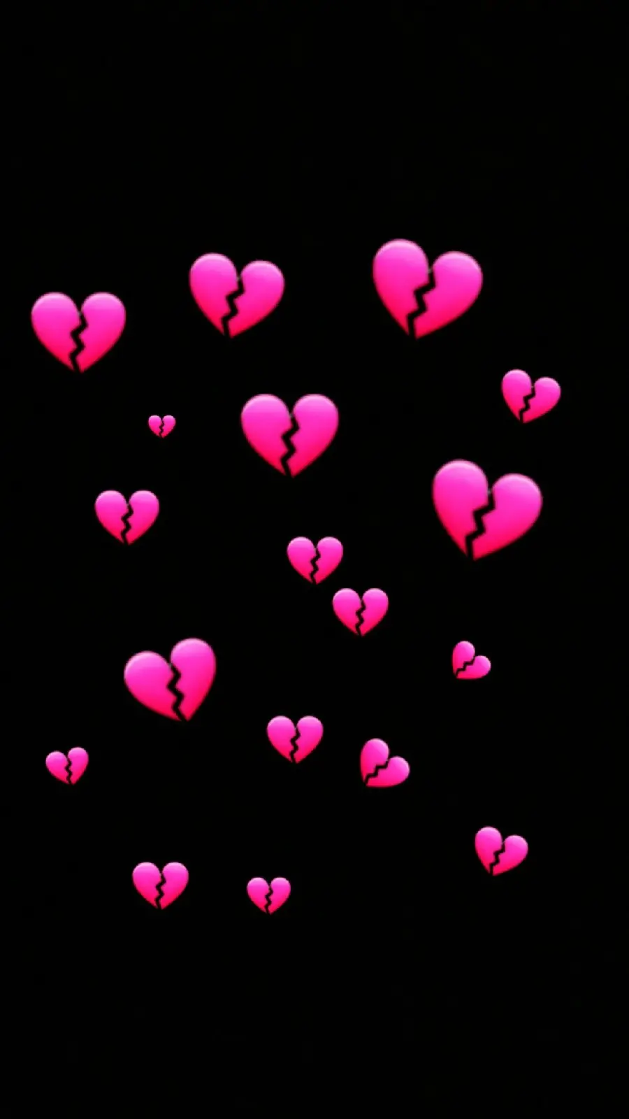 Cool background of pink broken hearts emoji in 4k quality