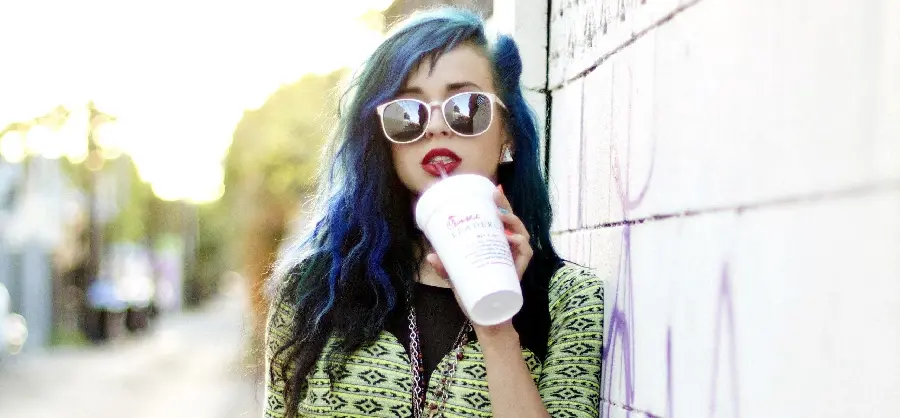 Beautiful and special girl drinking background in high quality