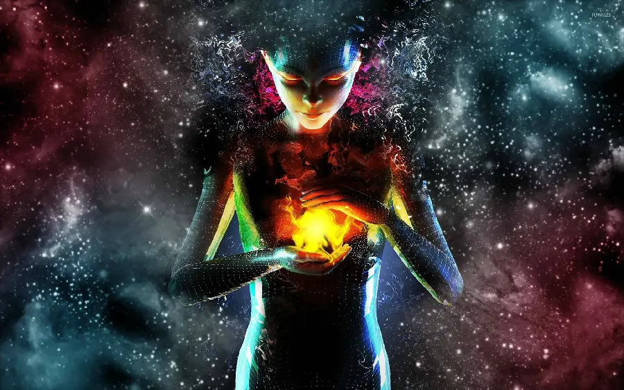 Amazing Digital Photo of Fireball in Robot Girl's Hand