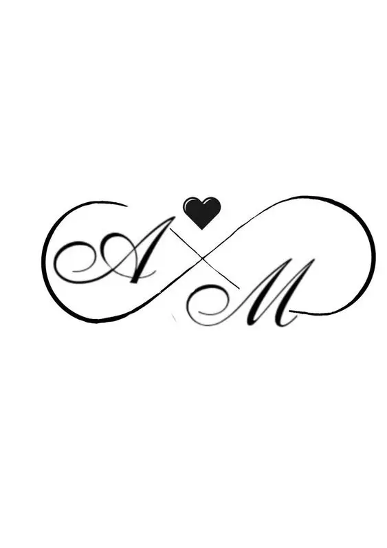 Download simple and beautiful profile picture with infinite love design with letters A and M