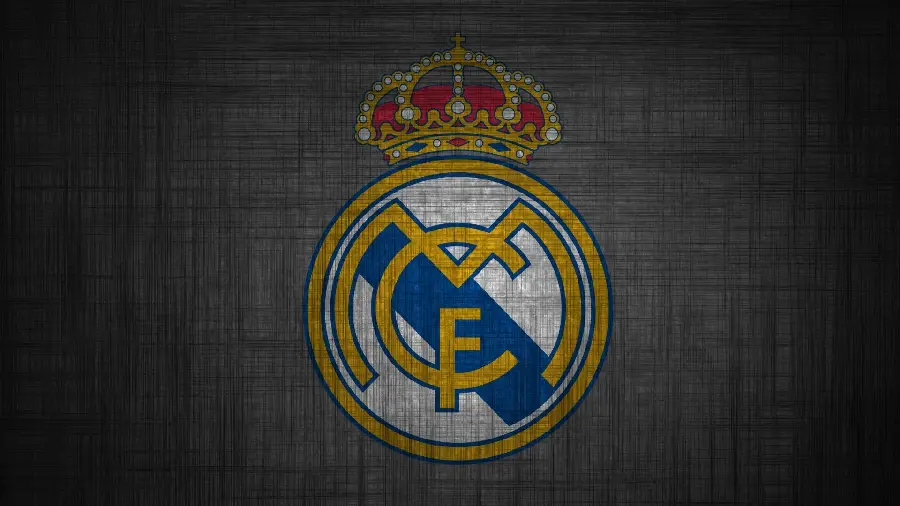 Download stock image of a black striped piece with the Real Madrid logo in the middle
