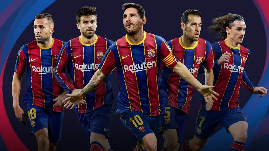 Wallpaper of five Barcelona players