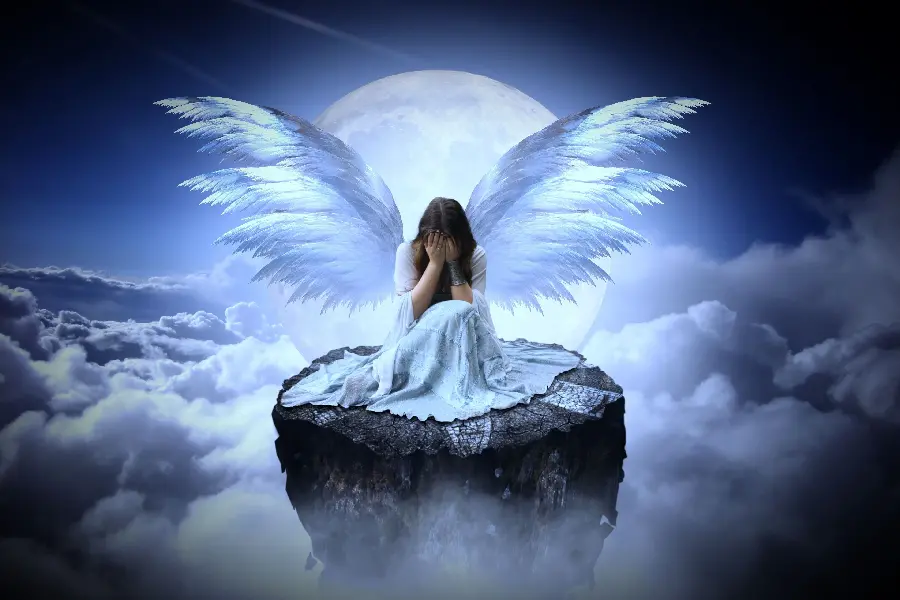 Full HD Fantasy Photo Wallpaper of Winged Angel in Snow