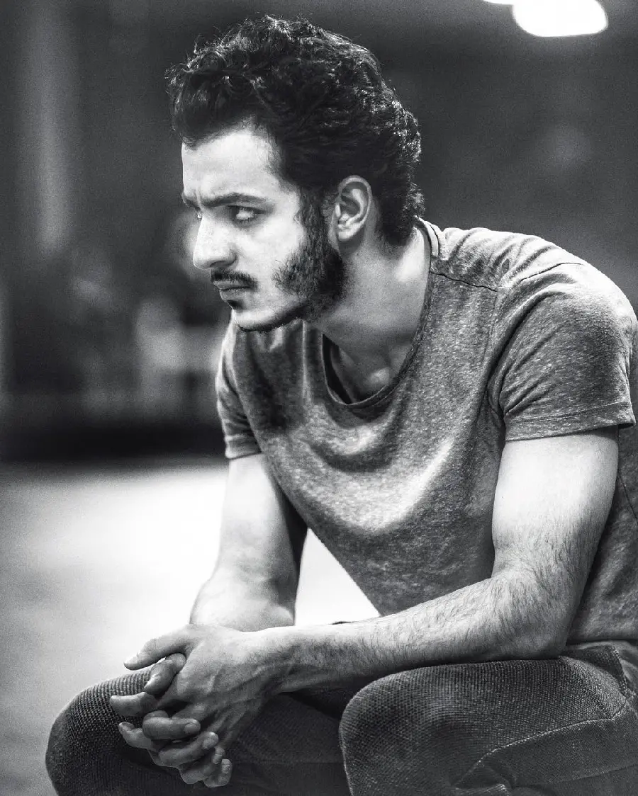 Black and white picture of angry Ali Shadman, suitable for background