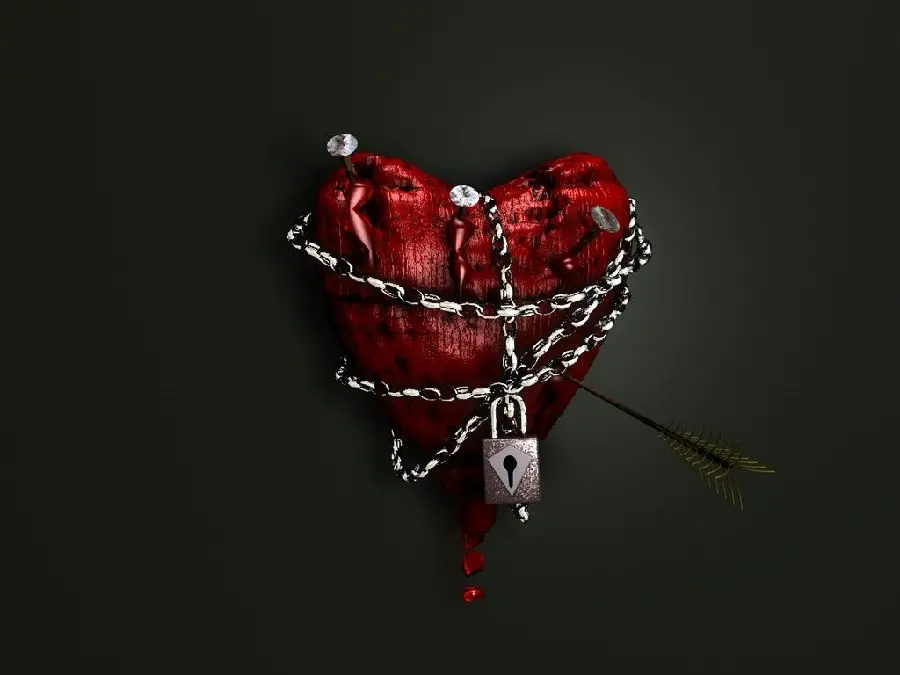 Download a special profile picture of a wounded heart locked and chained