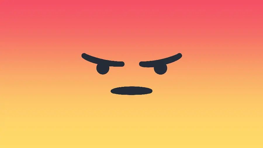 Yellow and red graphic background with angry emoji design