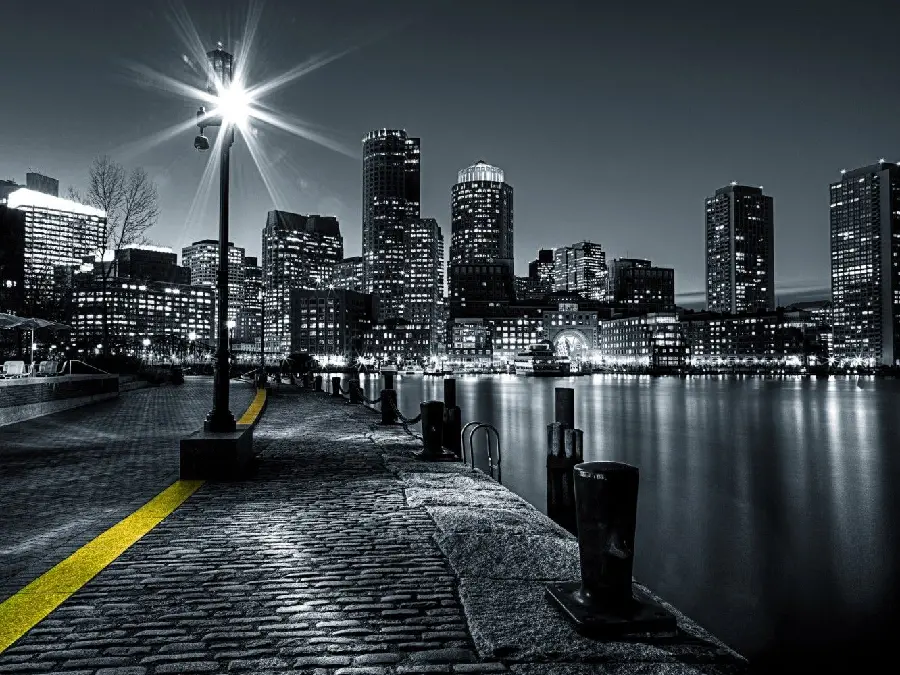Awesome black and white background of a beautiful city at night with extraordinary quality