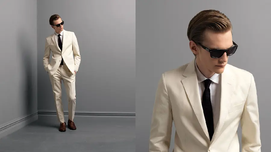 Attractive foreign model with a white coat in an artistic view 