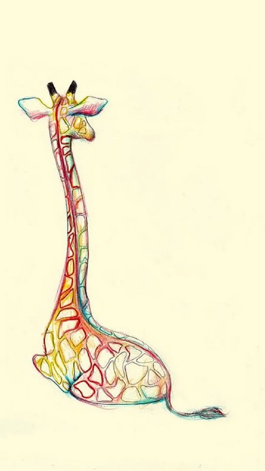 The most viewed colorful giraffe painting with a bright background for HD quality wallpaper