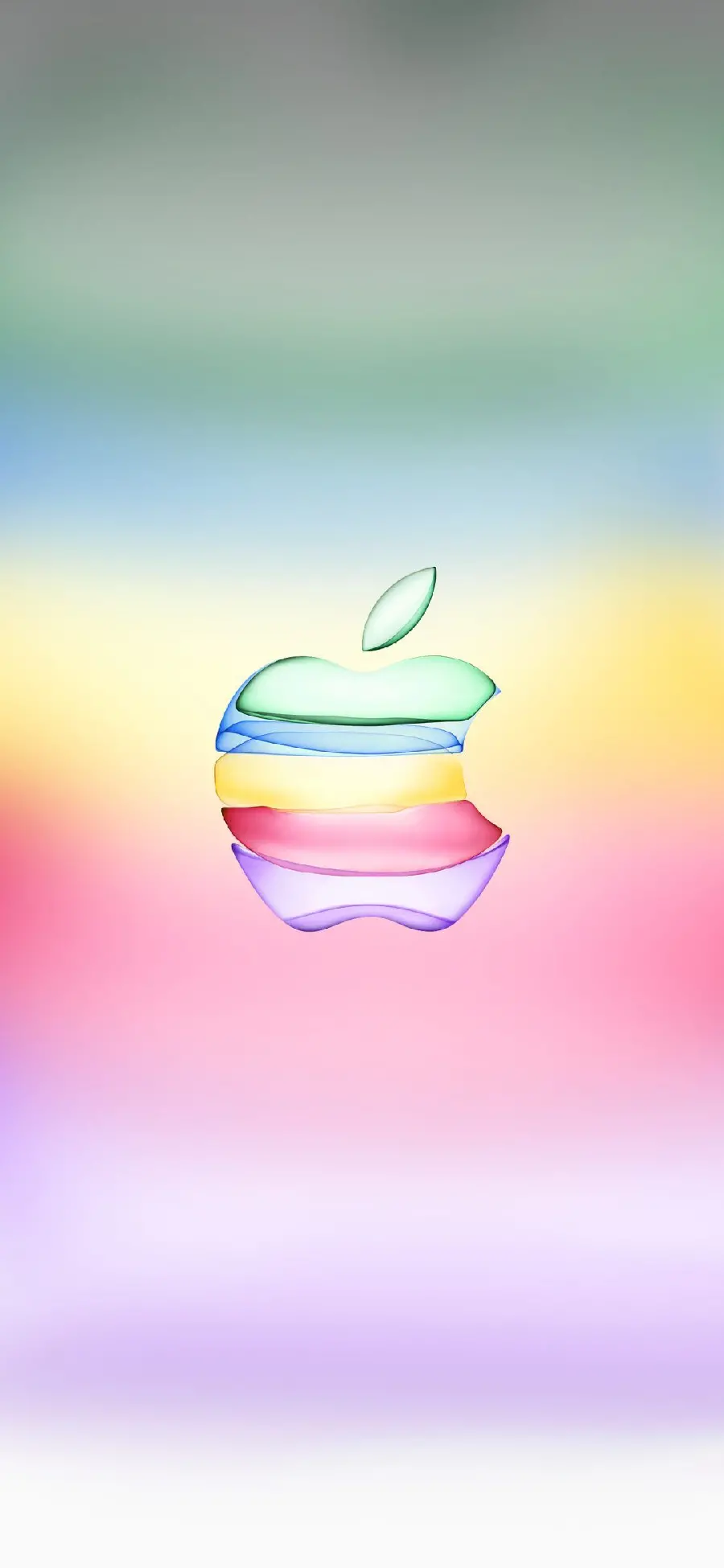 Colorful apple wallpaper with green, blue, yellow, red, purple colors specific to this Android phone model