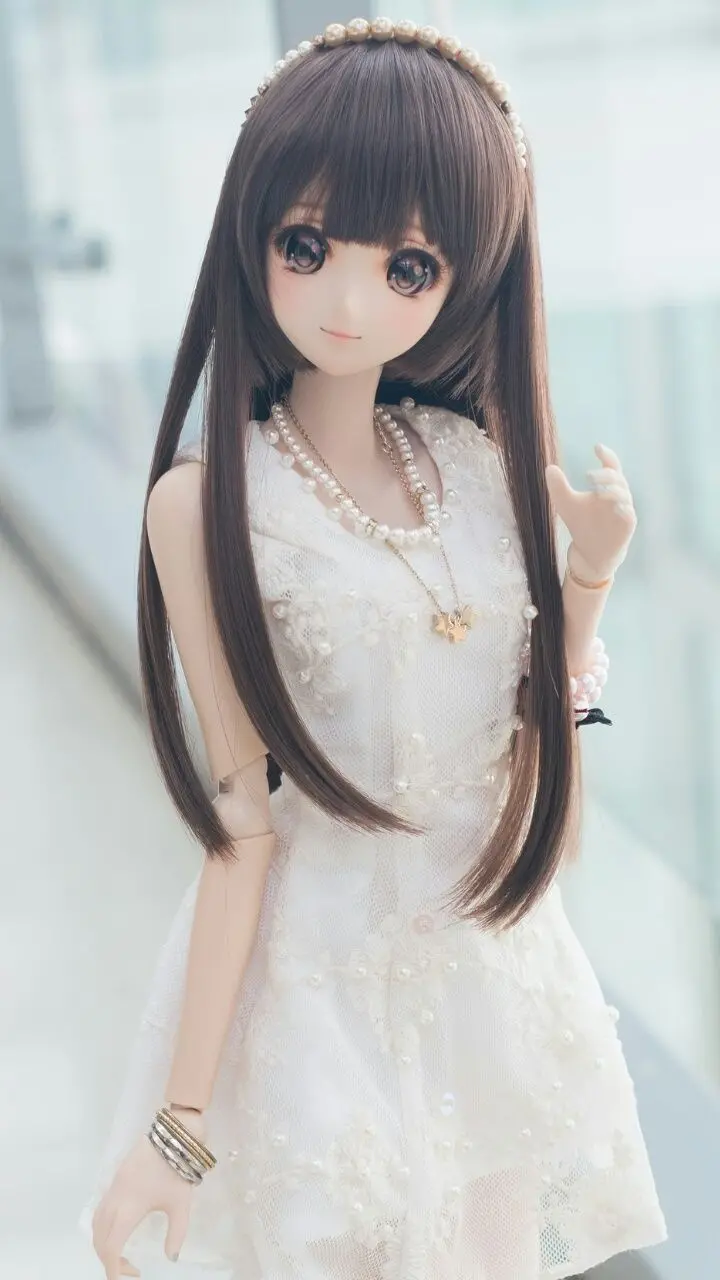 Cute Korean Girl Doll in White Dress in a High Quality Frame
