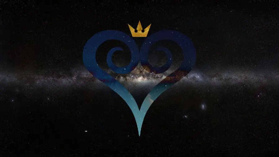 Beautiful fantasy image in the form of a logo of the heart nebula in gray and gold crown for laptops in HD quality