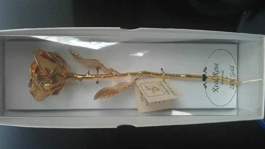 Real golden rose background made with 24 carat gold in a rectangular box made in Germany
